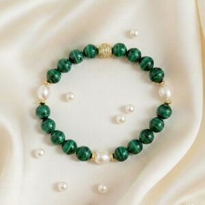 Malachite/Natural Freshwater Pearls Bracelet